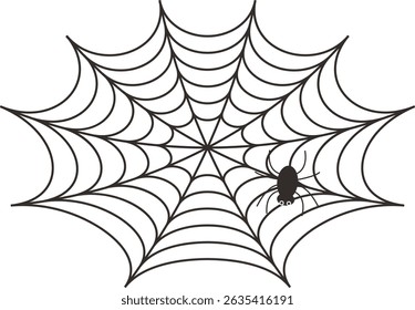 Black Spider Web Illustration. Isolated Vector icon in Simple Decoration.