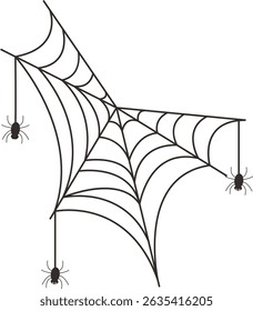 Black Spider Web Illustration. Isolated Vector icon in Simple Decoration.