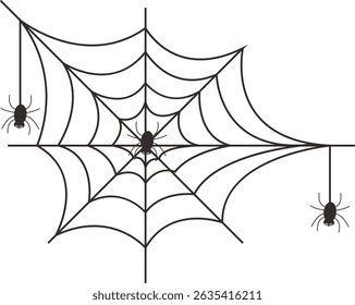 Black Spider Web Illustration. Isolated Vector icon in Simple Decoration.