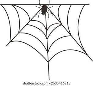 Black Spider Web Illustration. Isolated Vector icon in Simple Decoration.