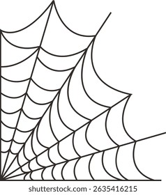 Black Spider Web Illustration. Isolated Vector icon in Simple Decoration.