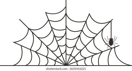 Black Spider Web Illustration. Isolated Vector icon in Simple Decoration.