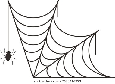 Black Spider Web Illustration. Isolated Vector icon in Simple Decoration.