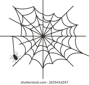 Black Spider Web Illustration. Isolated Vector icon in Simple Decoration.