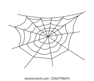 Schwarzes Spinnennetz einzeln auf weißem Hintergrund. Halloween-Dekorationselement. Spinnennetz-Silhouette. Einfache, monochrome, cobweb, Vektorgrafik, flach.