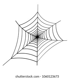 Black spider web on white background. Design element, icon. Vector.