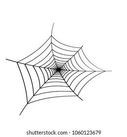 Black spider web on white background. Design element, icon. Vector.