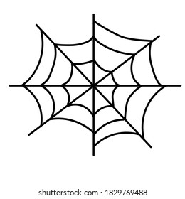 Black spider web on a white background. Isolated object. Celebrating Halloween. Vector illustration.
