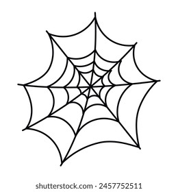 Black spider web silhouette for Halloween design isolated on white background. Happy Halloween holiday banner for web, postcards, flyers, etc. Flat style vector illustration