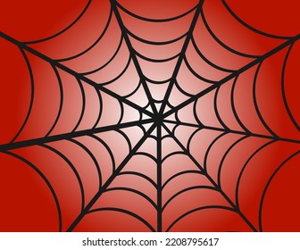 black spider web vector design isolated on red background