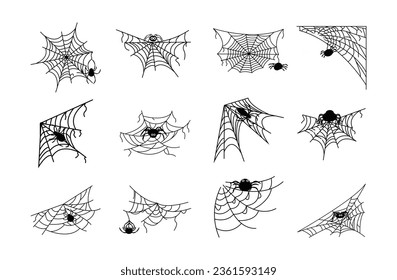 Black Spider Web Vector Set