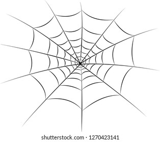 Black spider web with white background