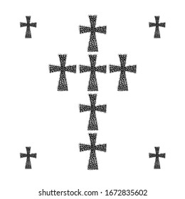 Black spiders background. Black cross pattern. Vector illustration. 