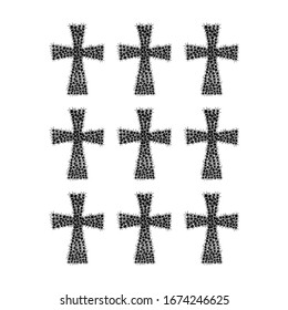 Black spiders background. Black cross pattern. Vector illustration. 