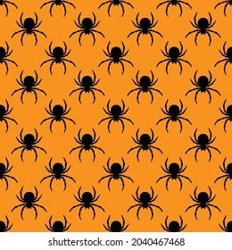 Black spiders background. Seamless vector illustration.