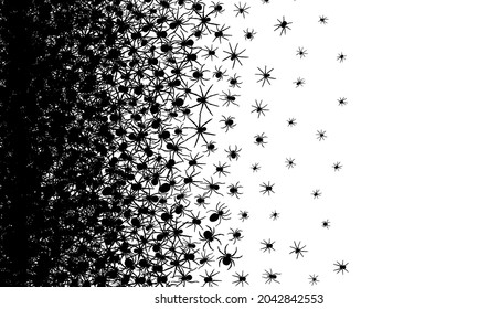 Black spiders background. Vector illustration.