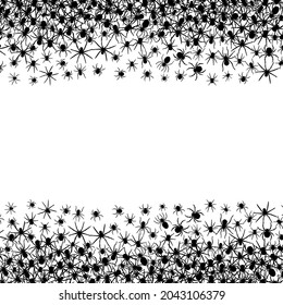 Black spiders background. Vector illustration.