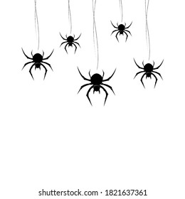 Black spiders hand drawn on white background.