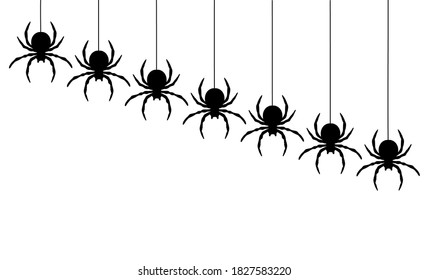 Black spiders hanging on a web.  Use for printing, posters, T-shirts, textile drawing, print pattern. Follow other spiders patterns in my collection.