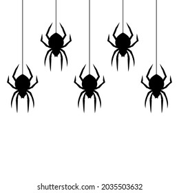 Black spiders hanging on a web.  Vector illustration. Follow other spiders patterns in my collection.