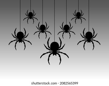 Fondo de arañas negras. Ilustración vectorial.