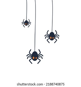 Black spiders are hanging on the web. It is used for printing, posters, T-shirts, textile drawing, printing drawing. Follow other spider models from my collection.