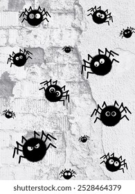 Black spiders with various eyes background for Halloween