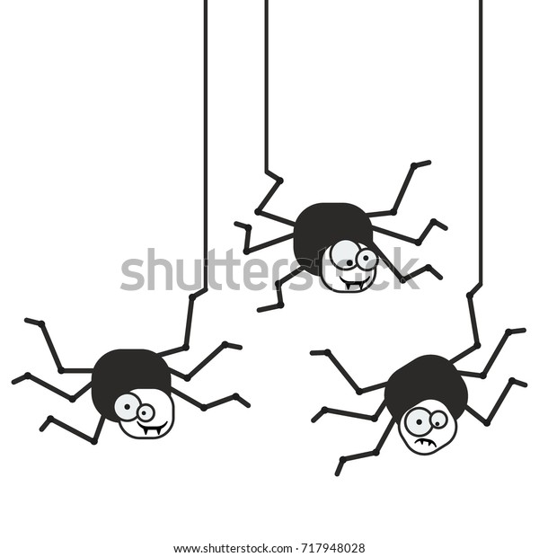 Black Spiders Vector Flat Design Funny Stock Vector (Royalty Free ...