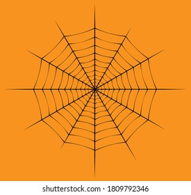 black spiderweb with orange background