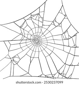 Black Spiderweb vector illustration on white Background, hand drawn Minimalism for Halloween Design element, Horror projects, or Autumn Decoration