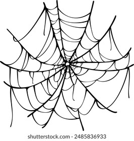 A black spiderweb vector on transparent background