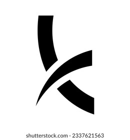 Black Spiky Lowercase Letter K Icon on a White Background