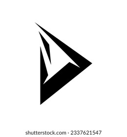 Black Spiky Triangular Letter D Icon on a White Background
