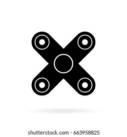 Black spinner for relaxation on white background with shadow