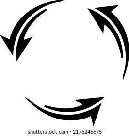 A black spinning arrow illustration