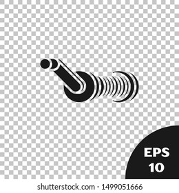 Black Spinning reel for fishing icon isolated on transparent background. Fishing coil. Fishing tackle.  Vector Illustration