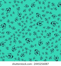 Black Spinning reel for fishing icon isolated seamless pattern on green background. Fishing coil. Fishing tackle.  Vector