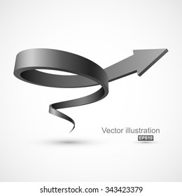 Black spiral arrow 3D.