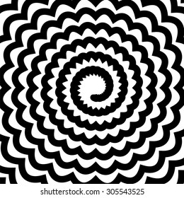 Black Spiral Background. Hypnotic Monochrome Sripal Pattern
