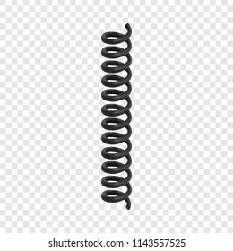 Black spiral cable mockup. Realistic illustration of black spiral cable vector mockup for on transparent background