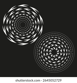 Black spiral circles. Hypnotic vortex design. Vector optical illusion. Concentric swirl pattern.