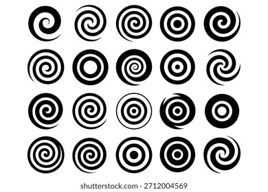 Espiral negra y círculos concéntricos patrones círculos concéntricos