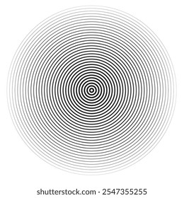 Espiral preta isolada sobre fundo branco. Anel espiral de cor preta e branca. Ilustração para onda sonora. Linhas Radiais De Círculo De Gradiente. Vetor EPS