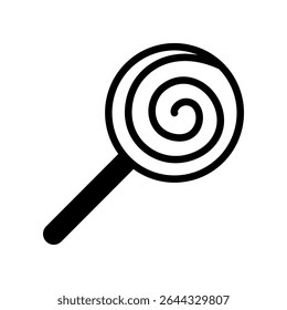Ícone de pirulito em espiral preta isolado no plano de fundo branco