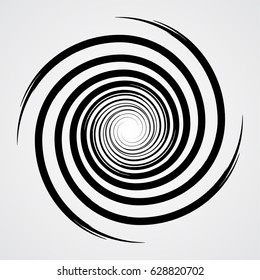 black spiral swirl circle with brush vector illustration