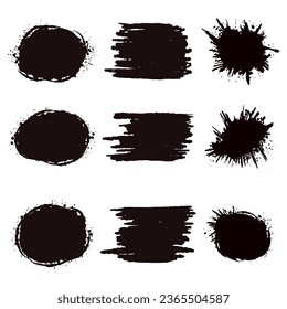 Black splash collection. Ink stain. Spray paint the shape with stain. Set of spray paint elements. black ink splash lines and drops. Paint brush, stroke vector set. Spray paint the shape with stain.