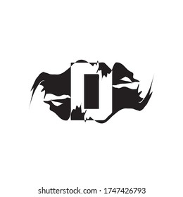 Black Splash D Negative Space Letter logo Icon. Abstract design concept art mountain splash with hidden letter vector design.