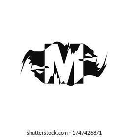 Black Splash M Negative Space Letter logo Icon. Abstract design concept art mountain splash with hidden letter vector design.