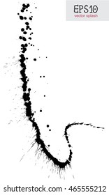 Black splash on white background, vector illustration. Grunge background. Black spray of Ink.