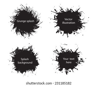 Black splash set.Grunge splash.Ink splashes .Vector template.